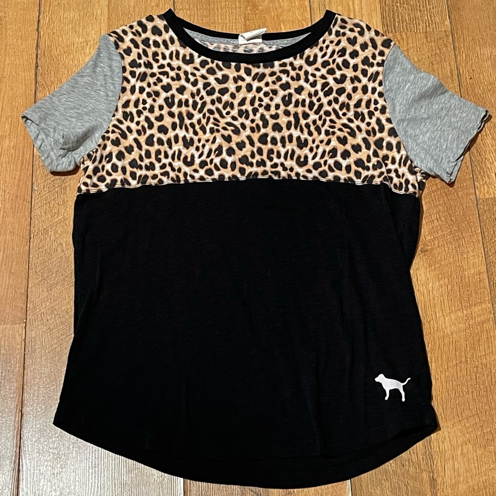 Leopard color block tee